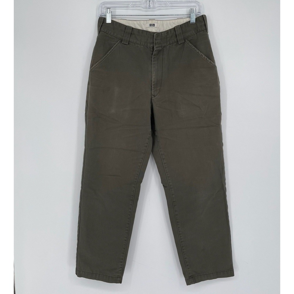 Uniqlo U Women's Olive Green Straight Leg Workwear Trouser Chino Pants Size 10